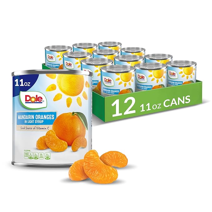 Dole Canned Fruit, Mandarin Oranges in Light Syrup, Gluten Free, Pantry Staples, 15 Oz, 12 Count, Packaging May Vay