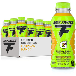 Gatorade Fast Twitch Tropical Mango Falvored Energy Drink, 12 oz, 12 Pack