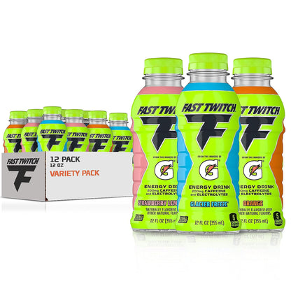 Gatorade Fast Twitch Energy Drink, 3 Flavor Variety Pack, 12 oz, 12 Pack