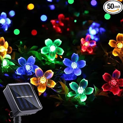 ITICdecor Solar Flower Lights: 50 LED, Outdoor, Waterproof, Garden Decor (Multi-Colored)