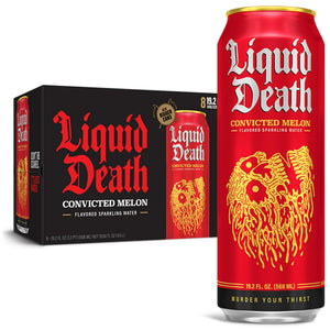 Liquid Death Sparkling Water, Convicted Melon 19.2 oz King Size Cans (8-Pack)