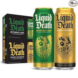 Liquid Death Lime & Mango Mixed Pack, 19.2 oz King Size Cans (16-Pack)
