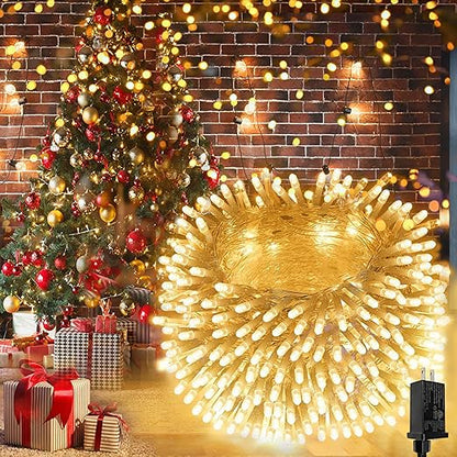 66FT Christmas Lights: 200 LED, Waterproof, 8 Modes, Plug-in Twinkle Fairy Lights for Tree Decor (Warm White)