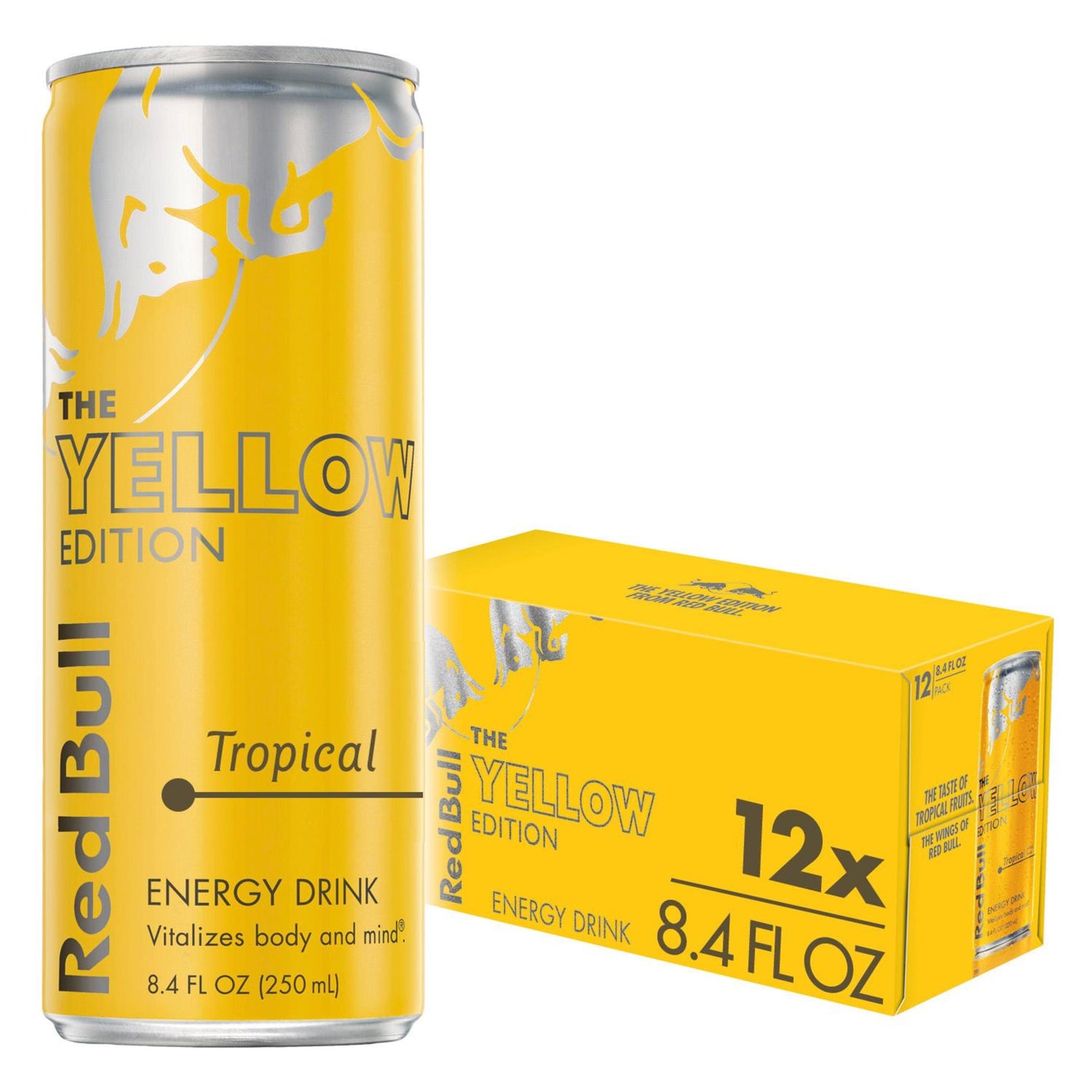 Red Bull Yellow Edition Tropical Energy Drink, 8.4 fl oz, Pack of 12 Cans