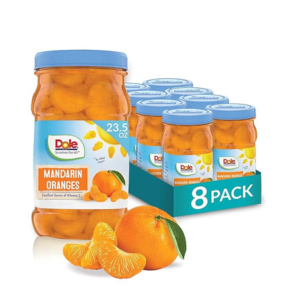 Dole Fruit Jars, Yellow Cling Sliced Peaches in 100% Fruit Juice, Gluten Free, Pantry Staples, 23.5 Oz Resealable Jars, 8 Count