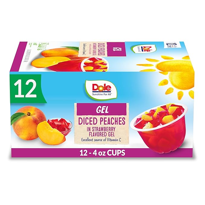 Dole Fruit Bowls In Gel Variety Pack Snacks, Peaches, Mixed Fruit, Mandarin Oranges, 4oz 12 Total Cups, Gluten & Dairy Free, Bulk Lunch Snacks for Kids & Adults