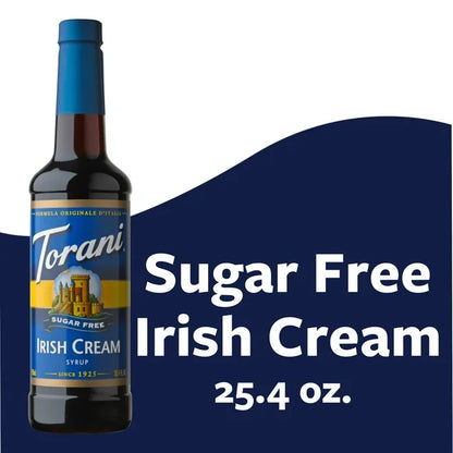 Torani Sugar Free Irish Cream Syrup, Zero Calorie, Authentic Coffeehouse Syrup, 25.4 oz