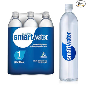 smartwater vapor distilled premium water bottles, 1L, 6 Pack