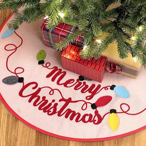 USILAND 48 Burlap Tree Skirt: Merry Christmas Applique for Festive Home Decor