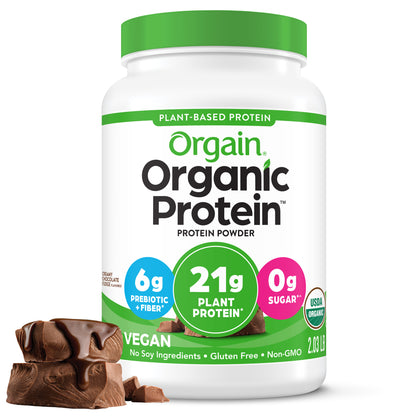 Orgain Organic Vegan 21g Protein Powder, Plant Based, Creamy Chocolate 2.03lb