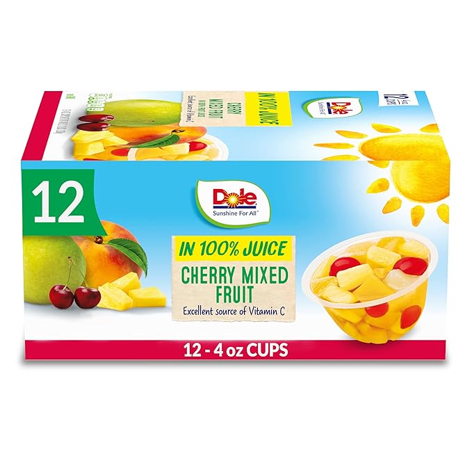 Dole Fruit Bowls Pineapple Tidbits & Tropical Fruit in 100% Juice Snacks, 4oz 12 Total Cups, Gluten & Dairy Free, Bulk Lunch Snacks for Kids & Adults