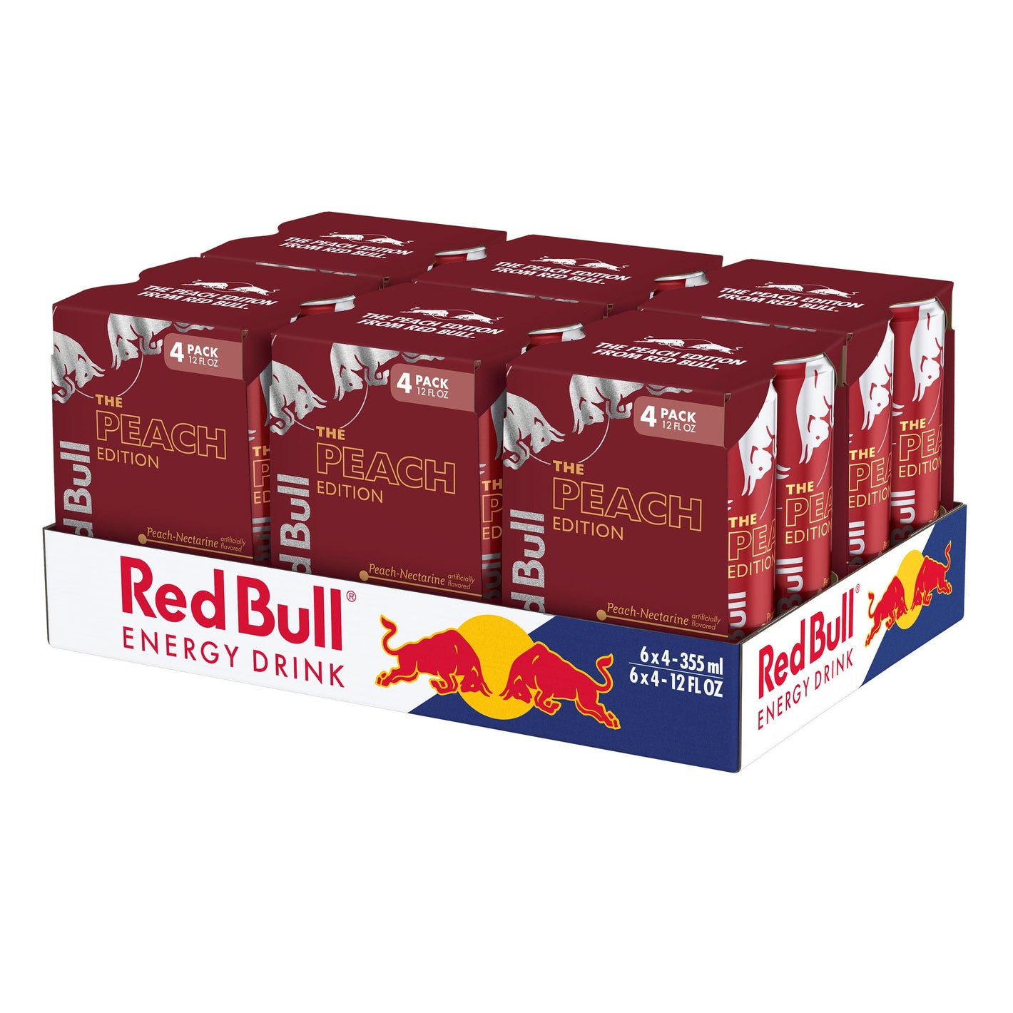 Red Bull Peach Edition Energy Drink, 12 fl oz, 6 Packs of 4 Cans