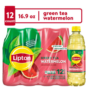 (12 Bottles) Lipton Green Tea Watermelon, 16.9 fl oz