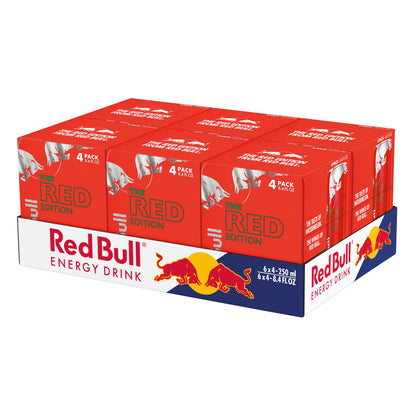 Red Bull Red Edition Watermelon Energy Drink, 8.4 fl oz, 6 Packs of 4 Cans