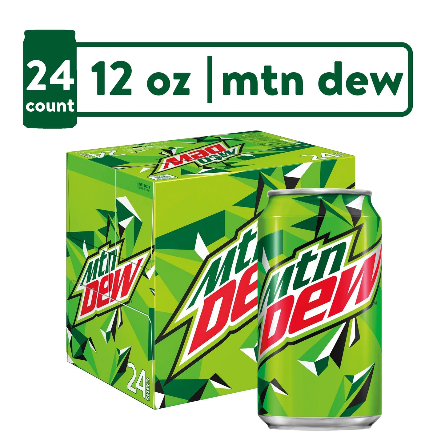 Mountain Dew Citrus Soda Pop, 12 oz Cans, 24 Pack