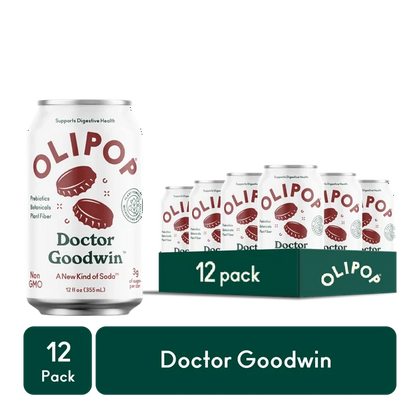 OLIPOP Prebiotic Soda, Doctor Goodwin, 12 fl oz, 12 Pack