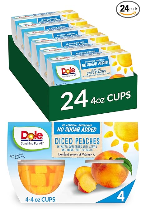 Dole Fruit Bowls No Sugar Added Variety Pack Snacks, Peaches, Mandarin Oranges & Cherry Mixed Fruit, 4oz 12 Cups, Gluten & Dairy Free, Bulk Lunch Snacks for Kids & Adults