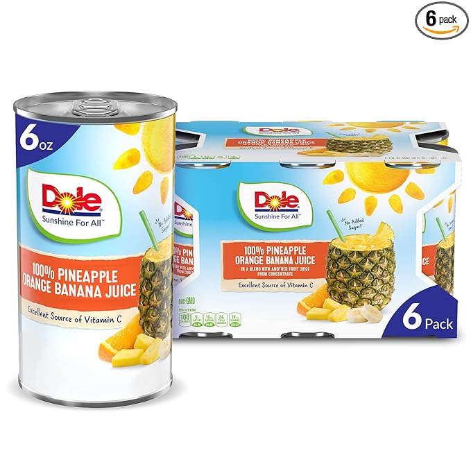 Dole, 100% Pineapple Orange Banana Juice, 6 Oz, 6 Ct