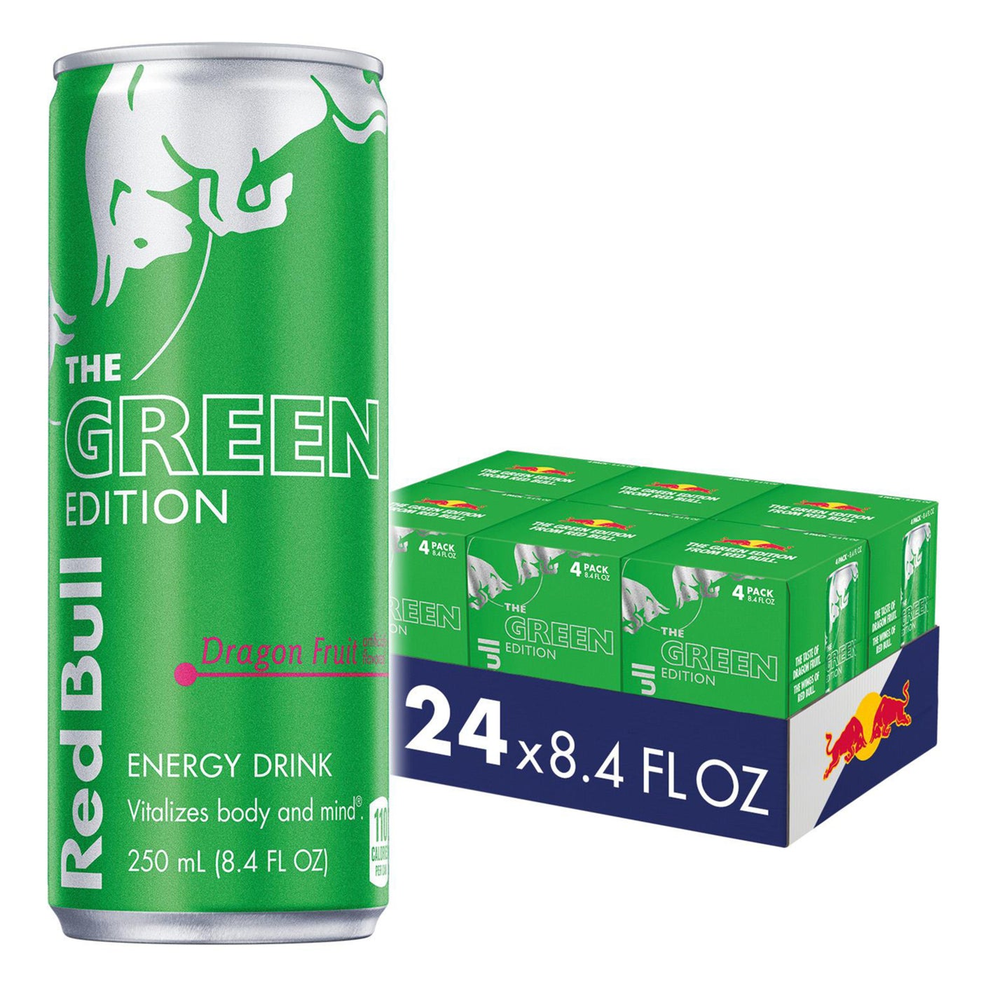 Red Bull Green Edition Dragon Fruit Energy Drink, 8.4 fl oz, 6 Packs of 4 Cans