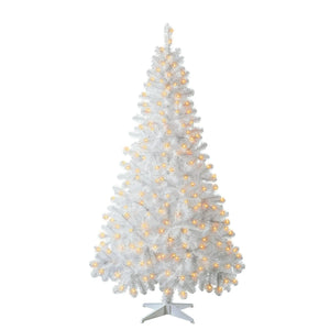 Holiday Time 6.5ft White Pre-Lit Madison Pine Christmas Tree with Clear Lights