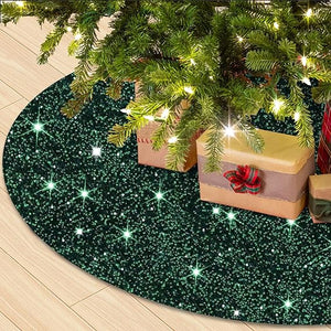 WUPIOS 46 Emerald Green Sequin Tree Skirt - Rustic Elegance for Xmas Ornaments