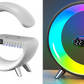 "G-Shaped LED Lamp: Bluetooth Speaker, Wireless Charger"