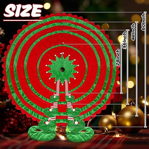 TangJing 48" Elf Christmas Tree Skirt: Candy Striped Legs, Festive Xmas Decor