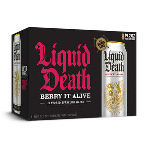 Liquid Death Sparkling Water with Agave, Berry It Alive, 19.2 oz King Size Cans (8-Pack)