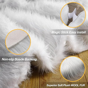 iMucci 2023 Update: 36-Inch Wool Fur White Christmas Tree Skirt for Small Snowy White Elegance - Perfect Holiday Party Decoration