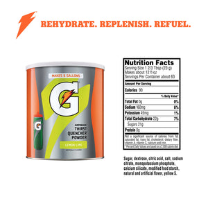 Gatorade Thirst Quencher Lemon Lime Drink Mix Powder, 51 oz Canister