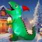 GOOSH 7 FT Christmas Inflatables Dinosaur Outdoor Decorations Blow Up Yard T Rex with Xmas Hat Holding a Bear with Built-in LEDs for Garden Lawn Indoor Party Décor