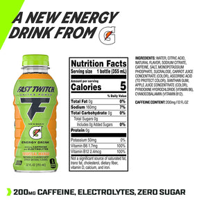 Gatorade Fast Twitch Tropical Mango Falvored Energy Drink, 12 oz, 12 Pack