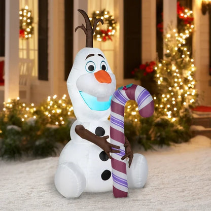 Airblown Inflatables 5 Foot Christmas Sitting Olaf Holding Candy Cane Disney