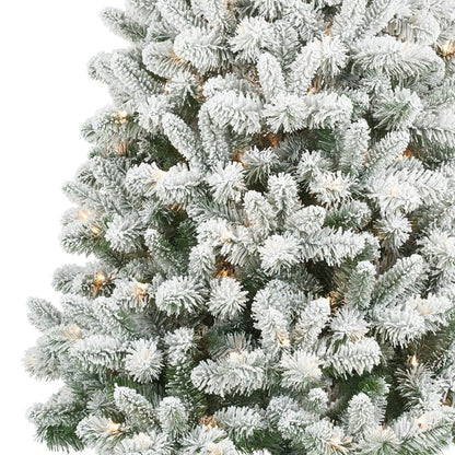 6.5 ft Pre-Lit Flocked Frisco Pine Artificial Christmas Tree, 250 Clear Lights, Green, by Holiday Time