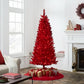 Holiday Time 6.5ft Red Flocked Pine Christmas Tree with 200 Clear Lights