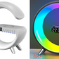 "G-Shaped LED Lamp: Bluetooth Speaker, Wireless Charger"