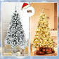 HONGGE 6ft Pre-Lit Holiday Christmas Tree w/ Snow Flocked Branches, 250 Warm White Lights