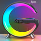 "G-Shaped LED Lamp: Bluetooth Speaker, Wireless Charger"