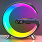 "G-Shaped LED Lamp: Bluetooth Speaker, Wireless Charger"