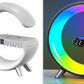 "G-Shaped LED Lamp: Bluetooth Speaker, Wireless Charger"