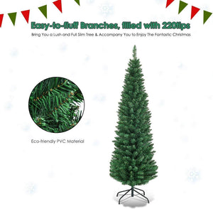 Giantex 5FT Pencil Christmas Tree, Premium Hinged Pine, Metal Legs