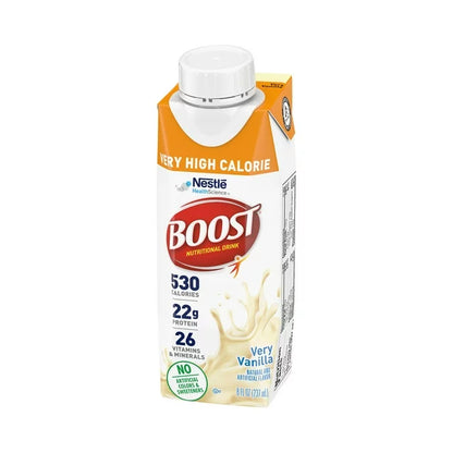 Nestle Boost Very High Calorie Complete Nutritional Drink Very Vanilla 8 oz Reclosable Carton 24 Ct