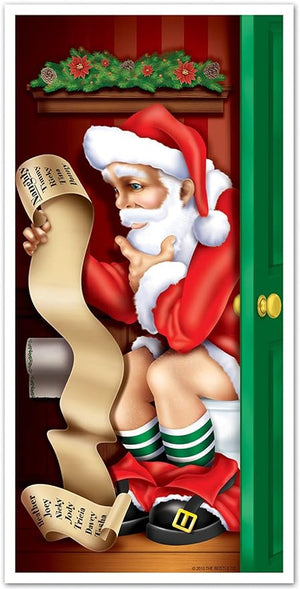 Beistle Printed Plastic Santa Claus Restroom Door Cover Christmas Decoration, 30" x 5