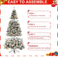 HONGGE 6ft Pre-Lit Holiday Christmas Tree w/ Snow Flocked Branches, 250 Warm White Lights