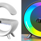 "G-Shaped LED Lamp: Bluetooth Speaker, Wireless Charger"