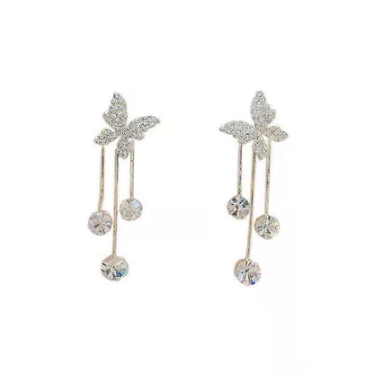 "Shiny Butterfly Rhinestone Dangle Earrings"