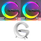 "G-Shaped LED Lamp: Bluetooth Speaker, Wireless Charger"